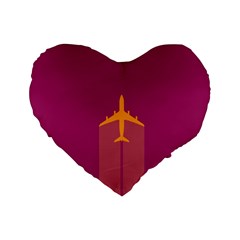 Airplane Jet Yellow Flying Wings Standard 16  Premium Heart Shape Cushions by Nexatart