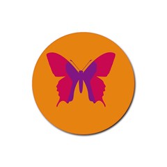 Butterfly Wings Insect Nature Rubber Round Coaster (4 Pack)  by Nexatart