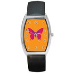 Butterfly Wings Insect Nature Barrel Style Metal Watch Front