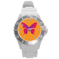 Butterfly Wings Insect Nature Round Plastic Sport Watch (l) by Nexatart