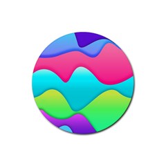 Lines Curves Colors Geometric Lines Rubber Coaster (round)  by Nexatart