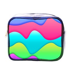 Lines Curves Colors Geometric Lines Mini Toiletries Bag (one Side) by Nexatart