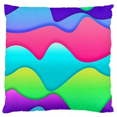 Lines Curves Colors Geometric Lines Large Flano Cushion Case (one Side) by Nexatart