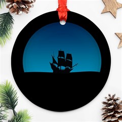 Ship Night Sailing Water Sea Sky Ornament (round) by Nexatart