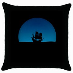 Ship Night Sailing Water Sea Sky Throw Pillow Case (black) by Nexatart