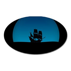 Ship Night Sailing Water Sea Sky Oval Magnet by Nexatart