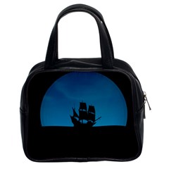 Ship Night Sailing Water Sea Sky Classic Handbag (two Sides) by Nexatart