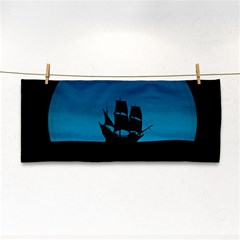 Ship Night Sailing Water Sea Sky Hand Towel by Nexatart