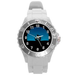 Ship Night Sailing Water Sea Sky Round Plastic Sport Watch (l) by Nexatart