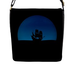 Ship Night Sailing Water Sea Sky Flap Closure Messenger Bag (l) by Nexatart