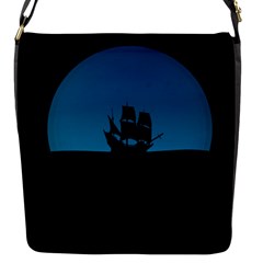 Ship Night Sailing Water Sea Sky Flap Closure Messenger Bag (s) by Nexatart