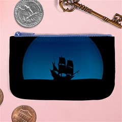 Ship Night Sailing Water Sea Sky Large Coin Purse by Nexatart