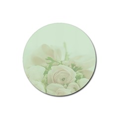 Pastel Roses Background Romantic Rubber Coaster (round)  by Nexatart