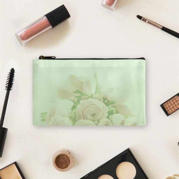 Pastel Roses Background Romantic Cosmetic Bag (Small)