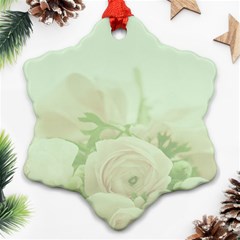 Pastel Roses Background Romantic Snowflake Ornament (two Sides)