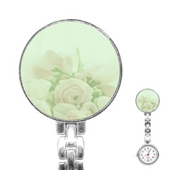 Pastel Roses Background Romantic Stainless Steel Nurses Watch by Nexatart