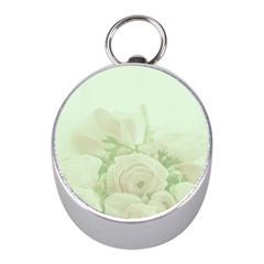 Pastel Roses Background Romantic Mini Silver Compasses by Nexatart