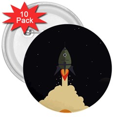 Rocket Space Stars 3  Buttons (10 Pack)  by Nexatart