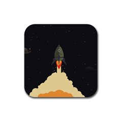 Rocket Space Stars Rubber Coaster (square)  by Nexatart