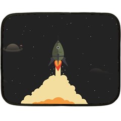 Rocket Space Stars Fleece Blanket (mini) by Nexatart