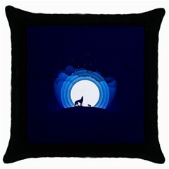 Month Full Moon Wolf Night Throw Pillow Case (black) by Nexatart