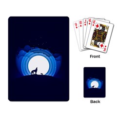 Month Full Moon Wolf Night Playing Cards Single Design by Nexatart