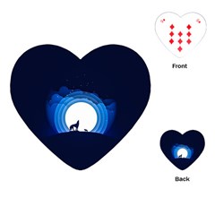 Month Full Moon Wolf Night Playing Cards (heart) by Nexatart