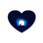 Month Full Moon Wolf Night Heart Coaster (4 pack)  Front