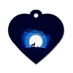 Month Full Moon Wolf Night Dog Tag Heart (One Side) Front