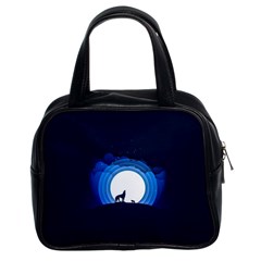 Month Full Moon Wolf Night Classic Handbag (two Sides) by Nexatart