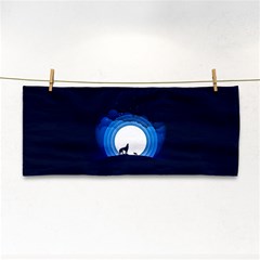 Month Full Moon Wolf Night Hand Towel by Nexatart