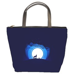 Month Full Moon Wolf Night Bucket Bag by Nexatart