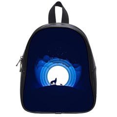 Month Full Moon Wolf Night School Bag (small) by Nexatart