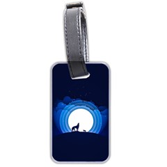 Month Full Moon Wolf Night Luggage Tags (two Sides) by Nexatart