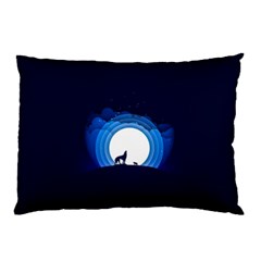 Month Full Moon Wolf Night Pillow Case (two Sides) by Nexatart