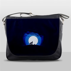 Month Full Moon Wolf Night Messenger Bag by Nexatart