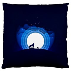 Month Full Moon Wolf Night Large Cushion Case (one Side) by Nexatart