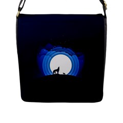 Month Full Moon Wolf Night Flap Closure Messenger Bag (l) by Nexatart