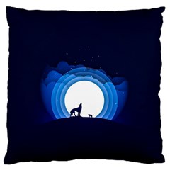 Month Full Moon Wolf Night Large Flano Cushion Case (one Side) by Nexatart