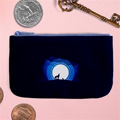 Month Full Moon Wolf Night Large Coin Purse by Nexatart