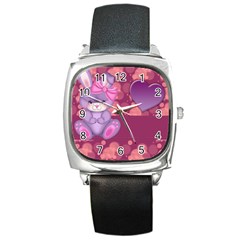 Illustration Love Celebration Square Metal Watch by Nexatart