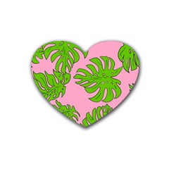 Leaves Tropical Plant Green Garden Rubber Coaster (heart)  by Nexatart