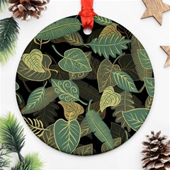 Autumn Fallen Leaves Dried Leaves Ornament (round) by Nexatart