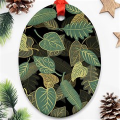 Autumn Fallen Leaves Dried Leaves Oval Ornament (two Sides) by Nexatart