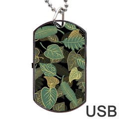 Autumn Fallen Leaves Dried Leaves Dog Tag Usb Flash (one Side) by Nexatart