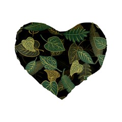 Autumn Fallen Leaves Dried Leaves Standard 16  Premium Flano Heart Shape Cushions