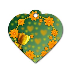 Background Design Texture Tulips Dog Tag Heart (one Side) by Nexatart