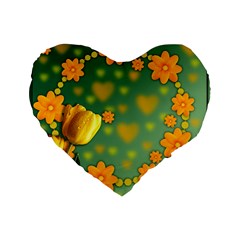 Background Design Texture Tulips Standard 16  Premium Flano Heart Shape Cushions by Nexatart