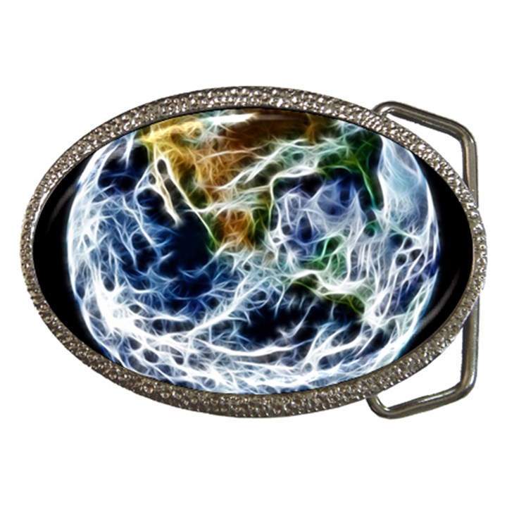 Spherical Science Fractal Planet Belt Buckles