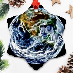 Spherical Science Fractal Planet Snowflake Ornament (two Sides) by Nexatart